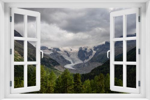 View of the glacier on Bernina pass in Switzerland