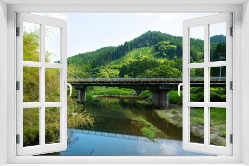 Fototapeta Naklejka Na Ścianę Okno 3D - 田舎の橋のある風景
