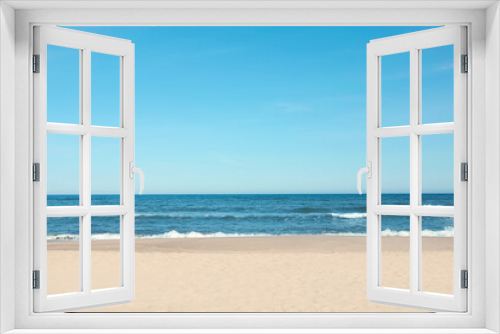 Fototapeta Naklejka Na Ścianę Okno 3D - Picturesque view of beautiful sea and sandy beach on sunny day