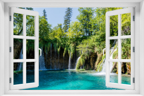 Fototapeta Naklejka Na Ścianę Okno 3D - Plitvice lakes in Croatia, beautiful summer landscape with waterfalls