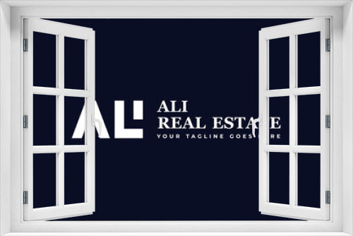 vector graphic logo design real estate, combination monogram logo and logotype