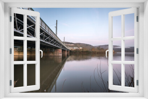 Fototapeta Naklejka Na Ścianę Okno 3D - Brücke über den Rhein bei Bingen