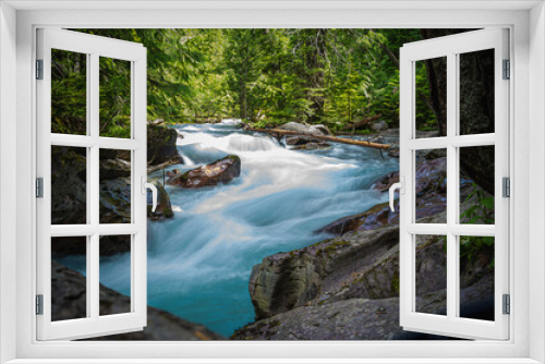 Fototapeta Naklejka Na Ścianę Okno 3D - Forested river and waterfall scene
