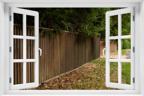 Fototapeta Naklejka Na Ścianę Okno 3D - old wooden fence with ivy