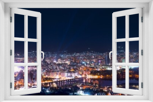 Fototapeta Naklejka Na Ścianę Okno 3D - TIRANA ALBANIA PANORAMIC NIGHT VIEW, CITY LIGHT