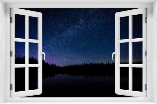 Fototapeta Naklejka Na Ścianę Okno 3D - Milky way in night sky above lake