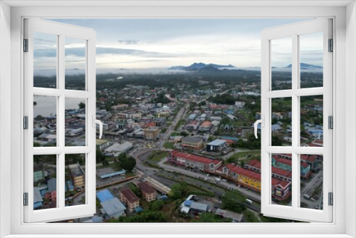 Sri Aman, Malaysia - August 6, 2022: The Sri Aman Township of Sarawak