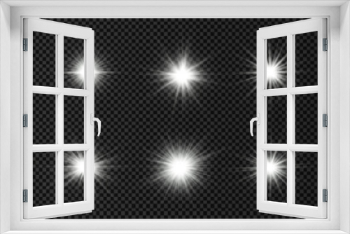 Fototapeta Naklejka Na Ścianę Okno 3D - Glow bright light star, white sun rays, sunshine.