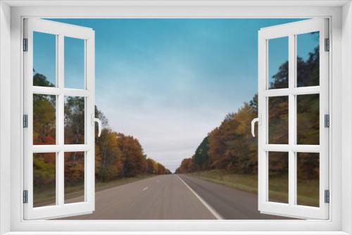 Fototapeta Naklejka Na Ścianę Okno 3D - Road in Autumn Forest