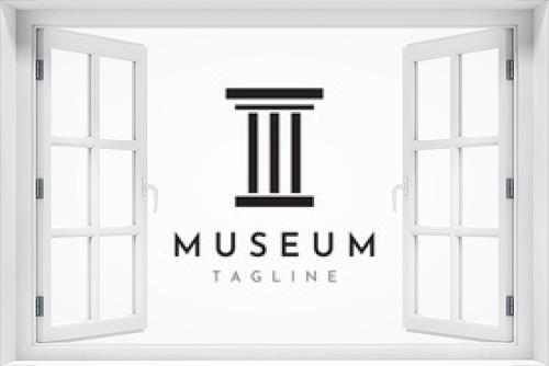 Fototapeta Naklejka Na Ścianę Okno 3D - Museums, museum columns, museum lines, museum pillar logos. Museums with minimalist and modern concepts. Logos can be used for companies, museums and businesses.