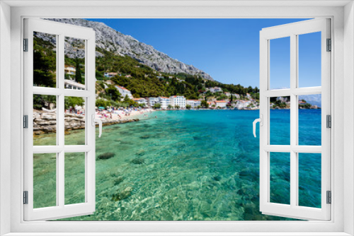 Fototapeta Naklejka Na Ścianę Okno 3D - Beautiful Beach and Transparent Turquoise Adriatic Sea near Spli
