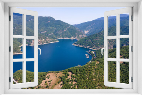 Fototapeta Naklejka Na Ścianę Okno 3D - Aerial view of Vacha Reservoir, Rhodope Mountains, Bulgaria