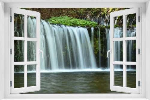 Fototapeta Naklejka Na Ścianę Okno 3D - waterfall of wide angle, Shiraito, Karuizawa