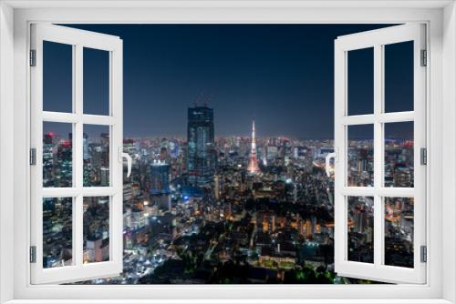 Fototapeta Naklejka Na Ścianę Okno 3D - 東京都港区六本木から見た夕方の東京の都市景観
