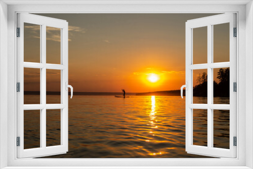 Fototapeta Naklejka Na Ścianę Okno 3D - Sunset over the lake. Summer evening