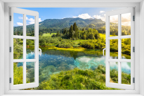 Fototapeta Naklejka Na Ścianę Okno 3D - Zelenci - emerald-green lake in the mountains
