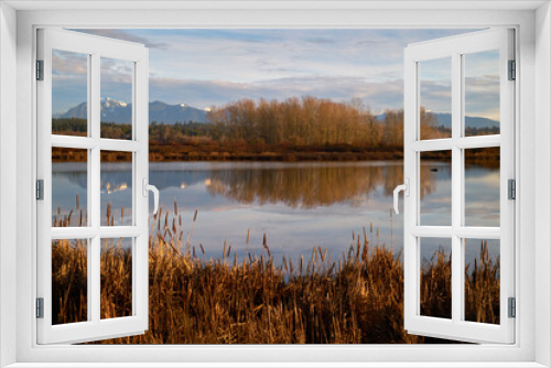 Fototapeta Naklejka Na Ścianę Okno 3D - Iona Beach Regional Park Pond. The pond and marsh in Iona Beach Regional Park. British Columbia, Canada.

