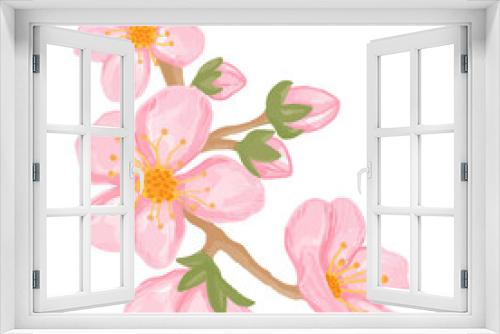 Fototapeta Naklejka Na Ścianę Okno 3D - Watercolor sakura flower, Pink flora clipart.