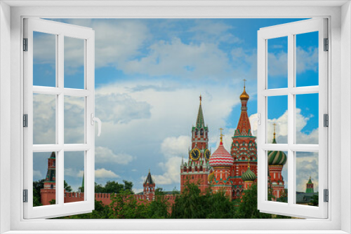 Fototapeta Naklejka Na Ścianę Okno 3D - St. Basil's Cathedral and Kremlin Walls and Tower in Red square.