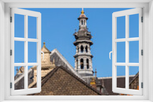 Street view and traditional Dutch buildings in the historic center of Utrecht, Netherlands