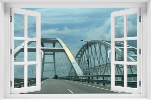 Fototapeta Naklejka Na Ścianę Okno 3D - Landscape of the Crimean bridge against the sky.