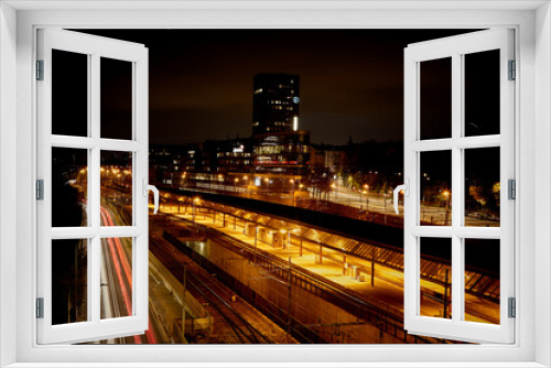Fototapeta Naklejka Na Ścianę Okno 3D - ciudad, nocturno, carretera, ruta