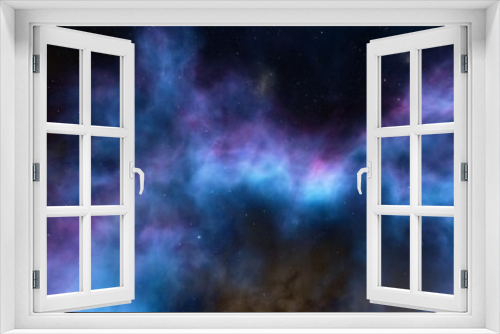 Fototapeta Naklejka Na Ścianę Okno 3D - Cosmic background with a blue purple nebula and stars
