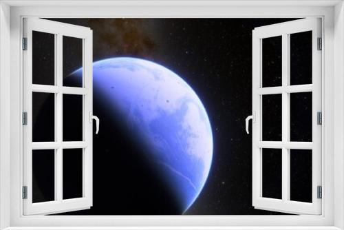 Fototapeta Naklejka Na Ścianę Okno 3D - super-earth planet, realistic exoplanet, planet suitable for colonization, earth-like planet in far space, planets background 3d render
