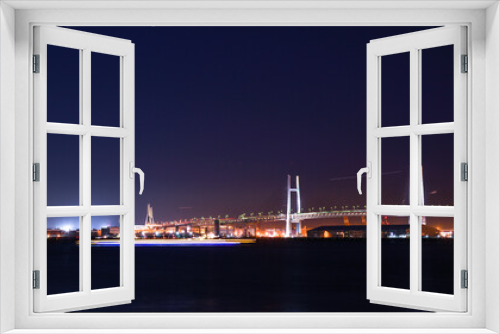 Fototapeta Naklejka Na Ścianę Okno 3D - 横浜ベイブリッジの夜景