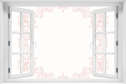 Fototapeta Naklejka Na Ścianę Okno 3D - Oriental vector round frame with arabesques and floral elements. Floral pink border with vintage pattern. Greeting card with circle and place for text