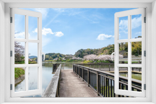 Fototapeta Naklejka Na Ścianę Okno 3D - 佐久間ダム湖の桜