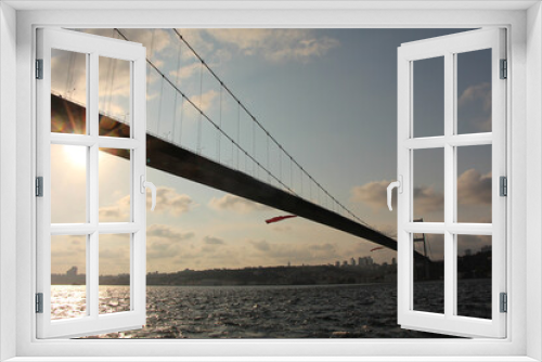 Fototapeta Naklejka Na Ścianę Okno 3D - View of the Bosphorus Bridge from Beylerbeyi in Istanbul, Turkey. It connects Asia and Europe. stock photography