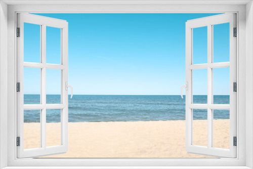 Fototapeta Naklejka Na Ścianę Okno 3D - Picturesque view of sandy beach near sea