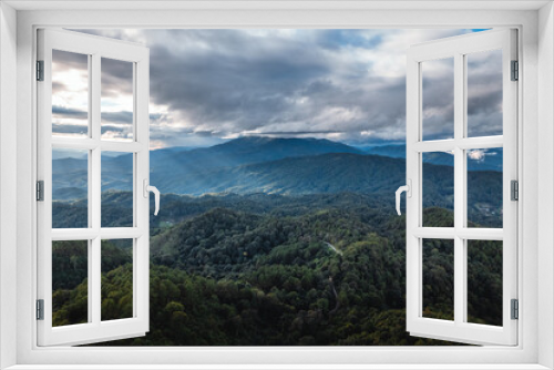 Fototapeta Naklejka Na Ścianę Okno 3D - landscape view on high green hill