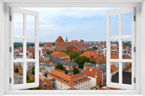Fototapeta Naklejka Na Ścianę Okno 3D - Toruń, widok z lotu ptaka na stare miasto