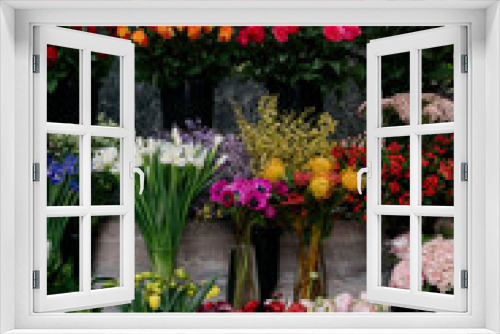 Fototapeta Naklejka Na Ścianę Okno 3D - Flower shop.Flowers composition. Abstract background of flowers.
