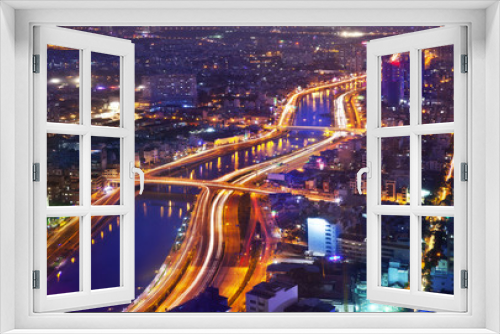 Fototapeta Naklejka Na Ścianę Okno 3D - Night Urban City Skyline, Ho Chi Minh City, Vietnam