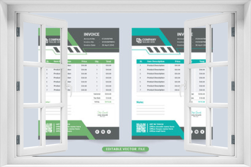 Payment Agreement and price receipt layout decoration with abstract shapes. Business invoice and cash receipt template vector with red and green colors. Creative payment receipt and bill paper design.