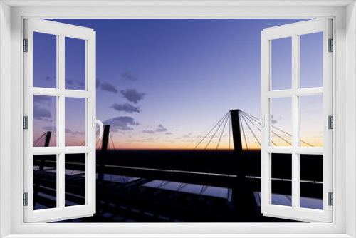 Fototapeta Naklejka Na Ścianę Okno 3D - cable stayed bridge silhouette