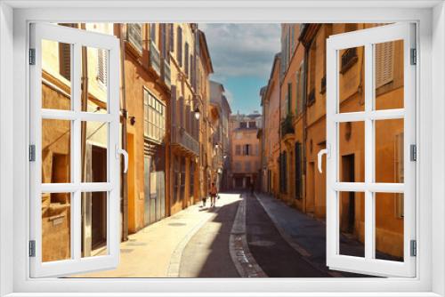 Fototapeta Naklejka Na Ścianę Okno 3D - View of provence typical city Aix en Provence with old house facade in the morning