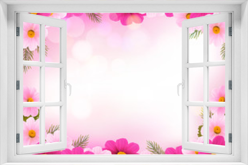 Fototapeta Naklejka Na Ścianę Okno 3D - Holiday frame with colorful flowers. Vector