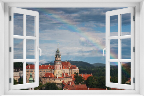 View on Cesky Krumlov with rainbow