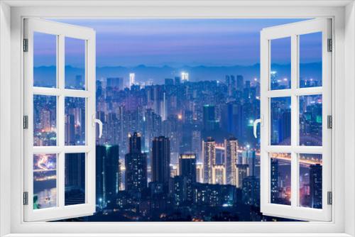 Fototapeta Naklejka Na Ścianę Okno 3D - Summer sunset dusk and night city scenery, Chongqing, China
