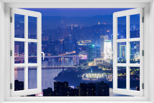 Fototapeta Naklejka Na Ścianę Okno 3D - Summer sunset dusk and night city scenery, Chongqing, China