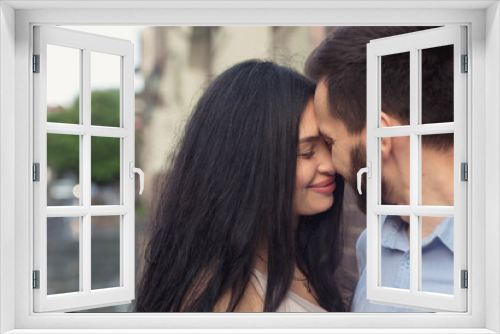 Close up portrait of caucasian young loving couple.Love, people, happiness and lifestyle concept