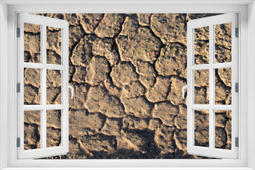 Fototapeta Naklejka Na Ścianę Okno 3D - Dry cracked earth, soil, sand texture abstract background. Global warming, climate change, ecological concept. Summer heat