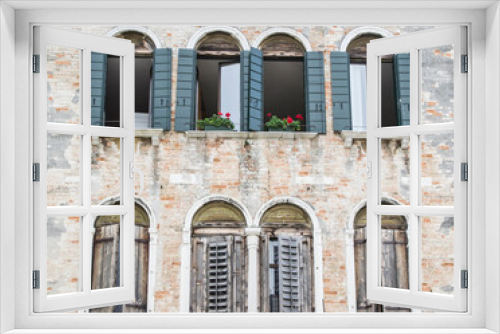 Colorful Italy architectural details, windows. 