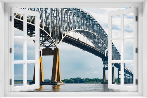 Fototapeta Naklejka Na Ścianę Okno 3D - Francis Scott Key Bridge - steel arch continuous through truss bridge over Patapsco River and outer Baltimore Harbor