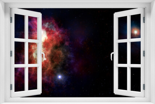 Fototapeta Naklejka Na Ścianę Okno 3D - Cosmic background with nebulas and stars, beautiful picture of the universe