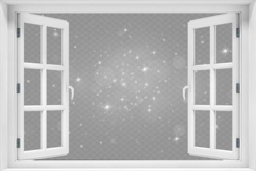 Fototapeta Naklejka Na Ścianę Okno 3D - Dust sparks and stars shine with a special light. Christmas light effect. Glittering particles of magic dust.Vector sparkles on a transparent background.